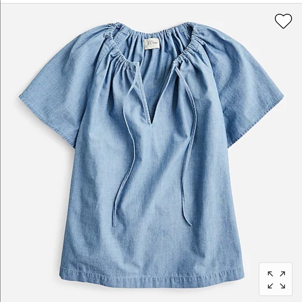 J Crew Tie Neck Chambray Shirt